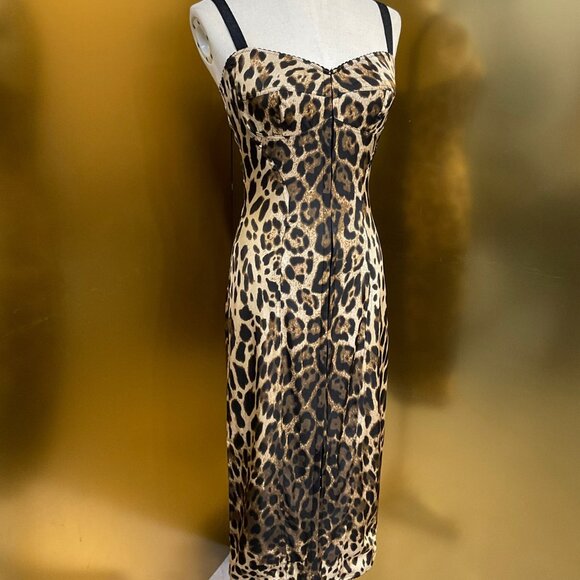 Dolce&Gabbana Leopard-Print Charmeuse Sheath Dress - Picture 6 of 12